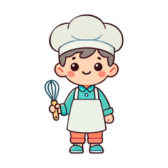 cute icon character little boy chef