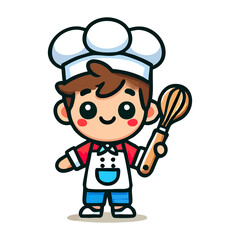 cute icon character little boy chef