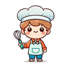 cute icon character little boy chef