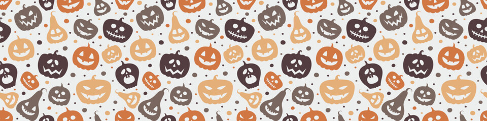 Halloween banner with funny pumpkins. Wallpaper. Vector