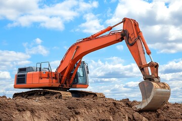 Excavator working at construction site 