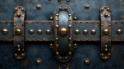 Dark Blue Metallic Texture with Gold Accents 3D Illustration