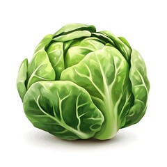 Fototapeta premium A cartoon brussels sprout on a white background.