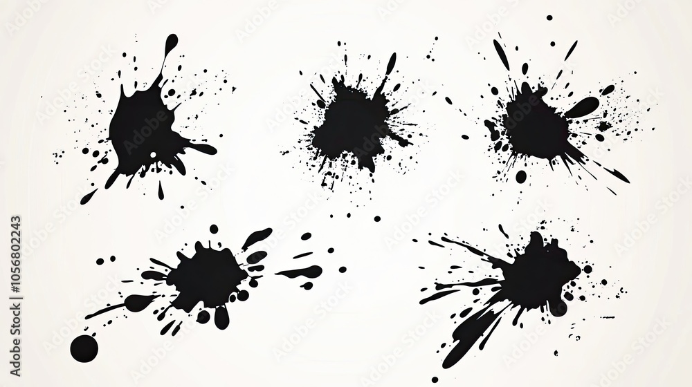 Aufkleber abstract black and white ink splats creating a grunge effect generative ai