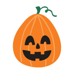 Cute spooky pumpkin lantern. Clipart. Halloween design. Vector illustration