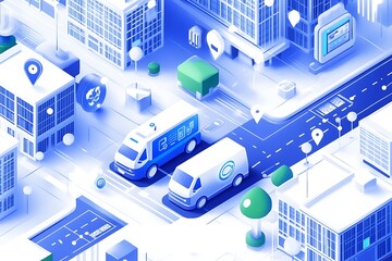 Fototapeta premium Isometric 3d seamless pattern city infrastructure architecture.