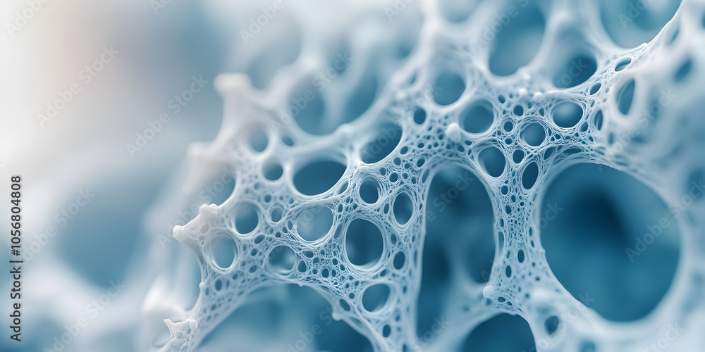 Poster abstract blue cellular structure: a mesmerizing close-up of a complex, interconnected network of cel