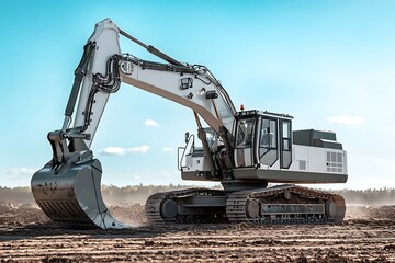 New Large quarry dump excavator. Big mining Dragline work coal deposit. Production useful minerals.