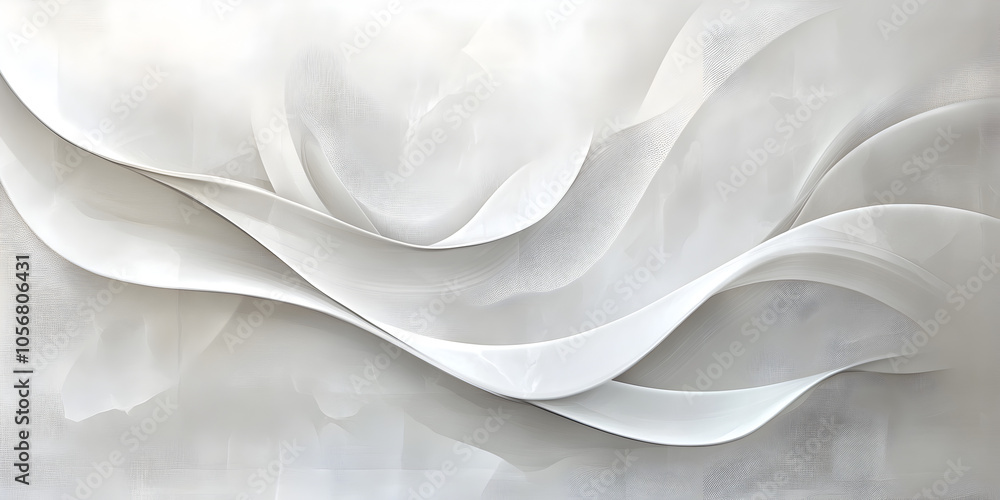 Poster abstract white fabric flow: a captivating image of white fabric flowing gracefully, creating an abst