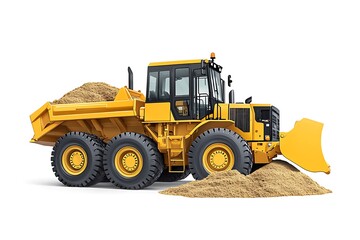 Wheel Loader construction machinery 3D rendering on white background