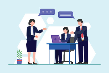 Business communication concept. Colored flat vector illustration isolated.