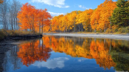 Autumn Reflections in a Tranquil Lake