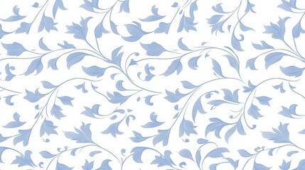 Stylized Floral Curved Line Pattern on White Background