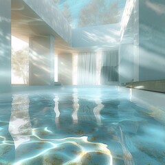 Fototapeta premium A large pool of water with a blue and white color scheme