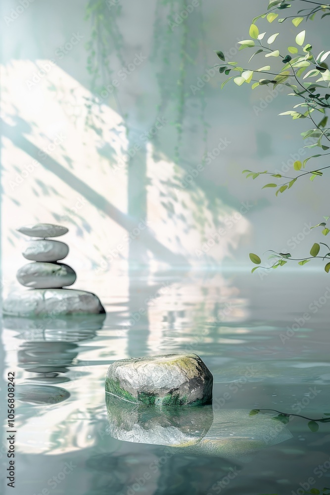 Aufkleber abstract representation of a serene spa setting for calm and peace.