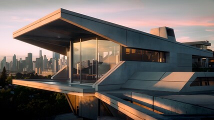 Fototapeta premium a futuristic home with an angular design. 