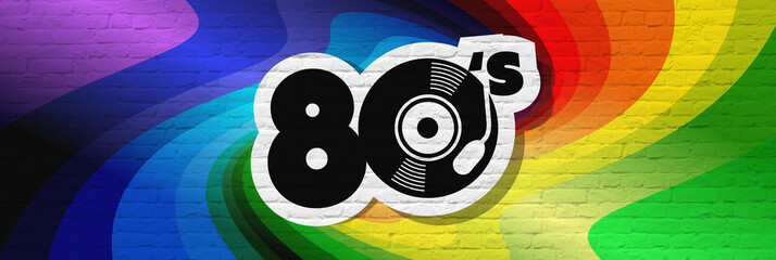 80's on colorful background