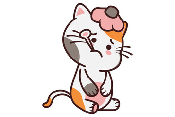 The cat was sick with fever