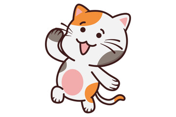 Cute Cat Raise Hand Illustration