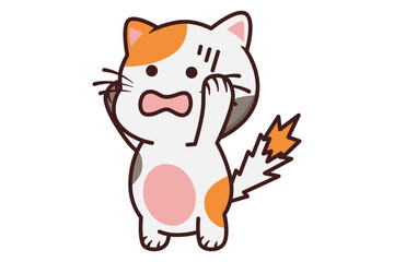 Cute Cat Standing with tensed tail Illustration