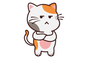 Cute Cat with Cynical Face Illustration
