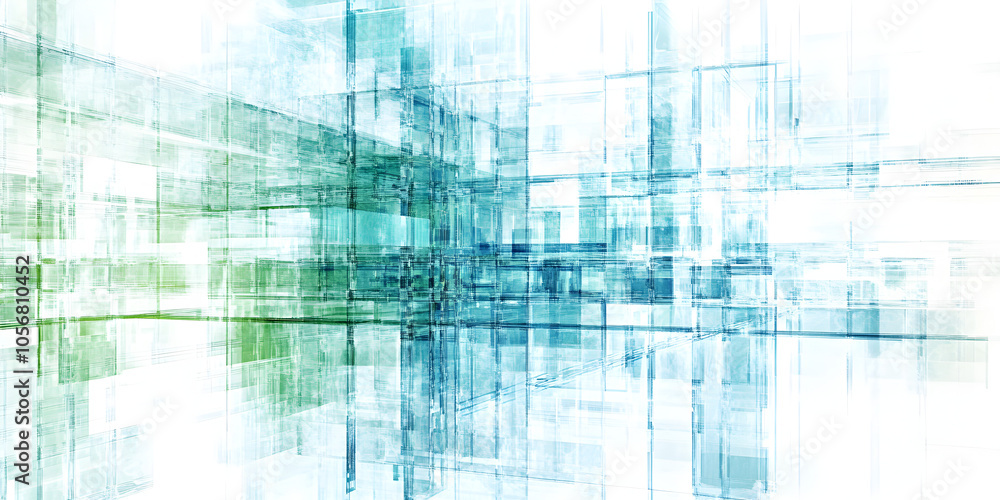 Poster abstract digital network: a mesmerizing abstract digital network pattern in shades of blue, green an