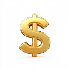 3D gold Doller symbol icon isolated on white background,