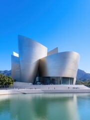 Fototapeta premium Aesthetic Steel Architecture: Sleek Design of a Modern Building Showcasing Innovative Structural Beauty