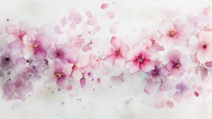 Watercolor Cherry blossom blooming flower,Sakura tree or forest side view,Cherry tree spring flower background,elements for environment and garden,botanical in spring season.