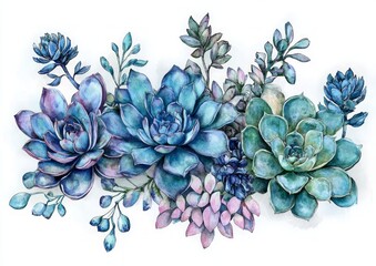 Watercolor Succulent Bouquet