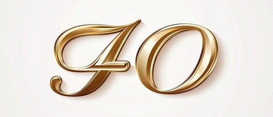 Elegant  Happy 40 Birthday  in gold script and bold numbers, luxury celebration theme, white background