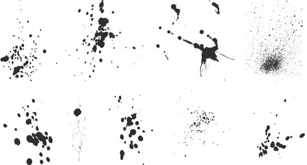 Set of Abstract Black Ink Splatter Textures – High-Resolution Vector Illustration for Grunge Effects, Paint Splatters, and Artistic Elements in Graphic Design, Backgrounds, and Creative Projects