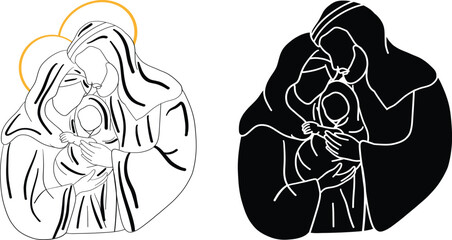 Holy Family silhouette. Art & Illustration