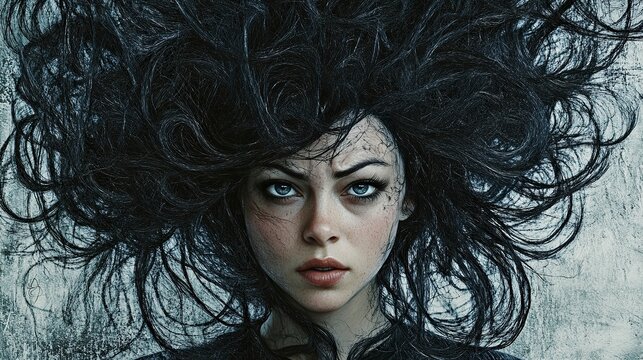 atin woman with bad hair day.generative ai