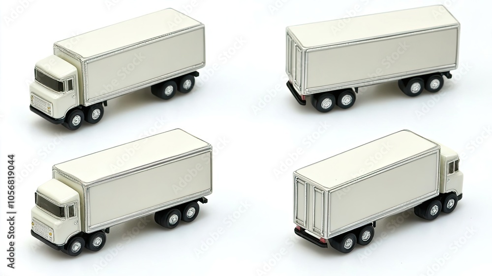 Poster white trailer trucks in various side views on a clean background generative ai