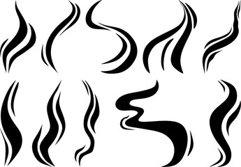 Smoke Line Vector Set – Abstract Black Smoke Trails and Flowing Curved Lines, Perfect for Design Elements, Tattoo Art, Graphic Decor, and Creative Projects