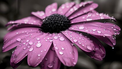 Dewdrop on petal, microscopic view.