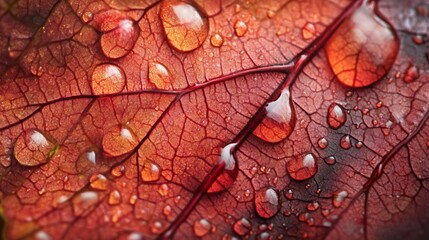 Fototapeta premium A leaf with water droplets on it