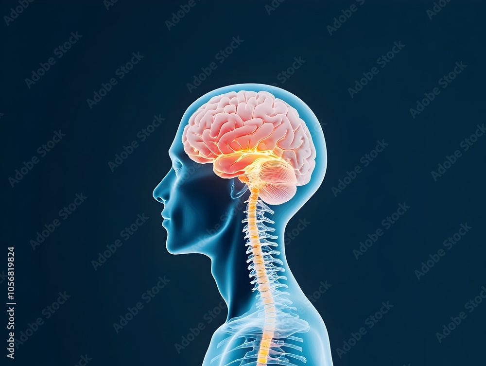 Aufkleber detailed 3d rendering of the human nervous system highlighting anatomical structures
