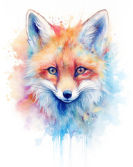 Obraz premium Adorn your wall with a multicolor baby fox watercolor featuring a captivating Wildlife Art