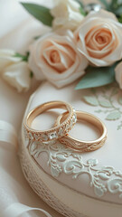Wedding Rings on Elegant Pillow