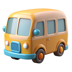 bus plastic 3d icons in cartoon plastic style minimal isolated on transparent white background, clipping path