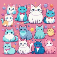 set of funny cartoon animals