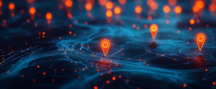 Abstract Digital Map with Location Markers