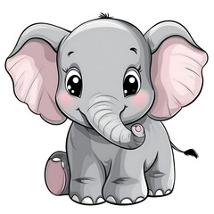 Fototapeta premium Cartoon elephant on a white background.