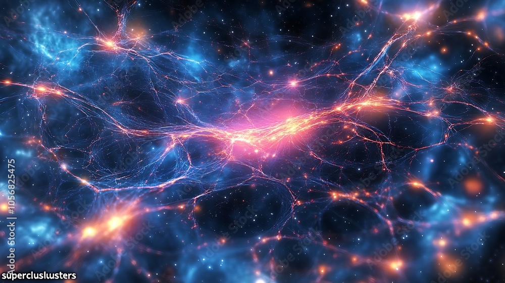 Aufkleber intricate cosmic web of galactic filaments illuminating deep space in astronomical visualization : g