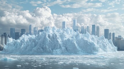 A City Submerged by a Giant Iceberg