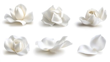 White Flower Petals Floating in Gentle Motion
