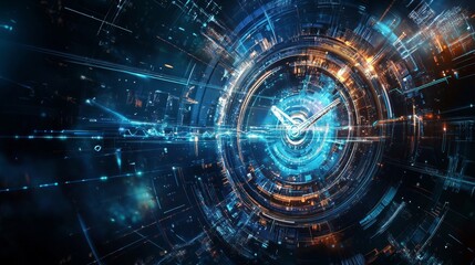 Futuristic Conceptual Illustration of Time and Technology