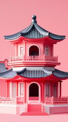 Traditional Chinese 3d ancient building illustration poster background